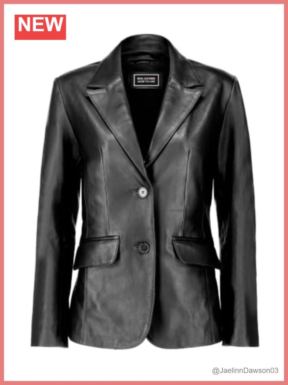 Jild Lambskin Leather Blazer Women Notch Lapel Button Front Coat